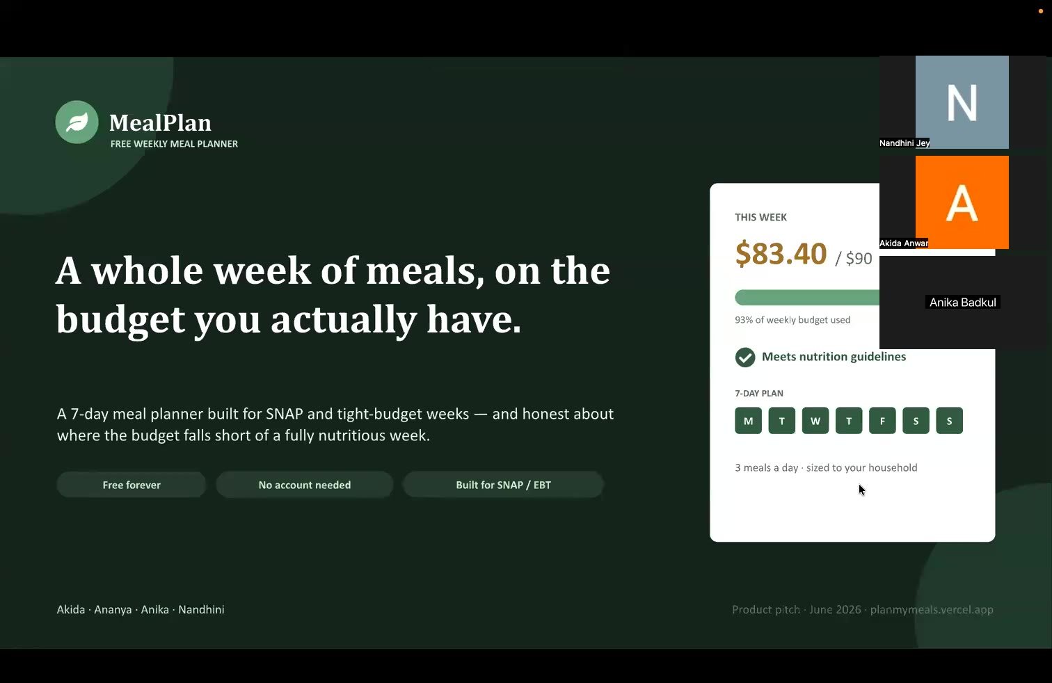 MealPlan demo walkthrough