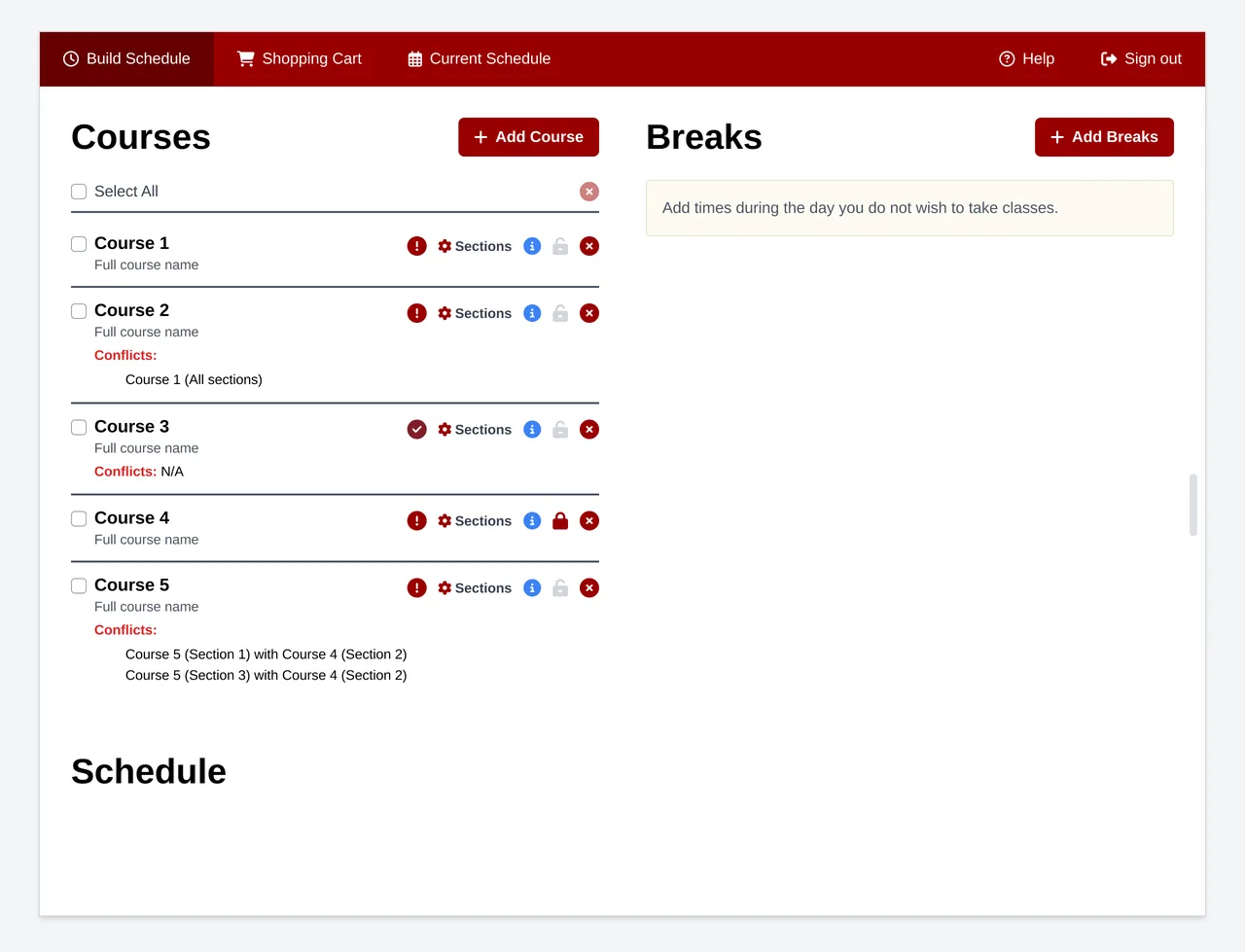 Final design of conflict tracking