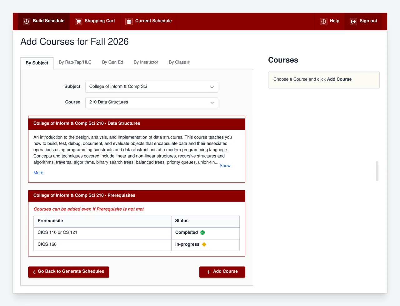Final design of inline prerequisites